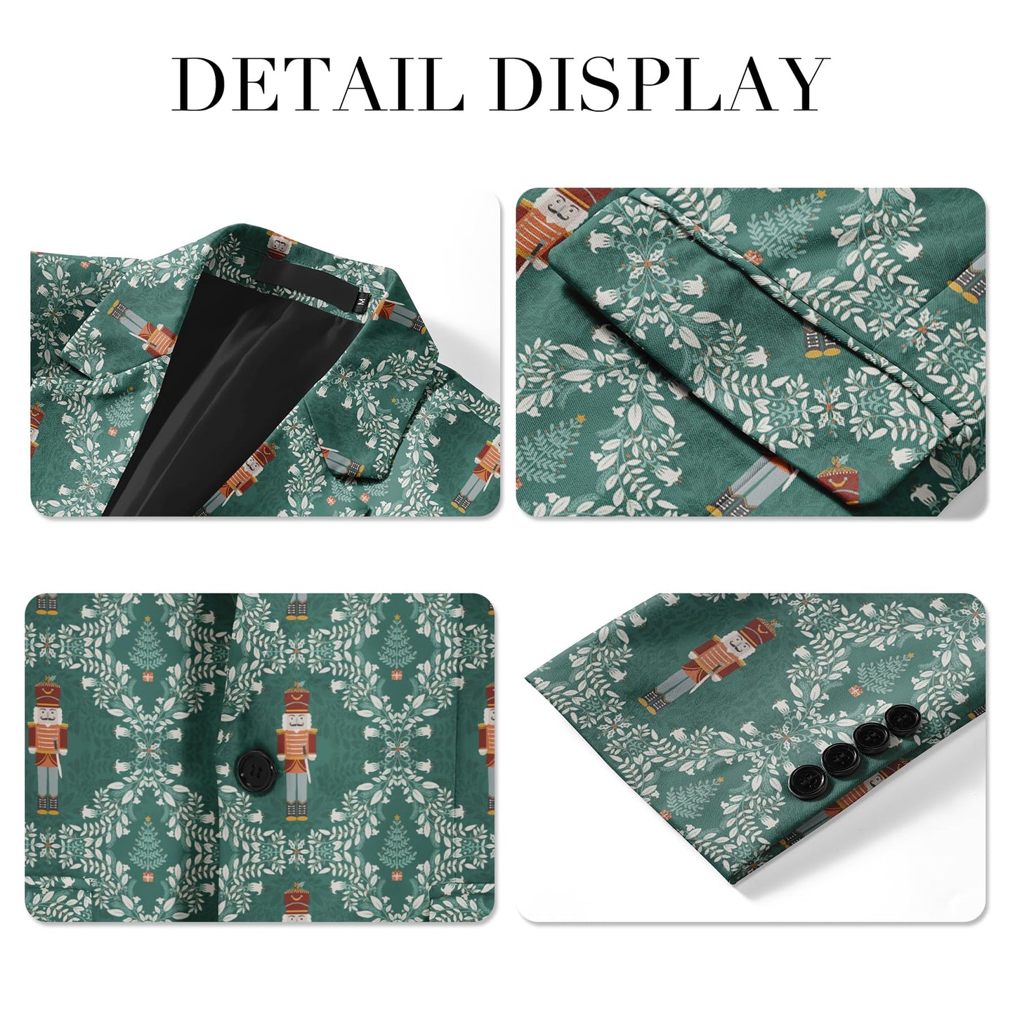 BYBNOLL Men's Blazer One Button Slim Fit Notched Lapel Print Sport Coat Suit Blazer Jacket Green