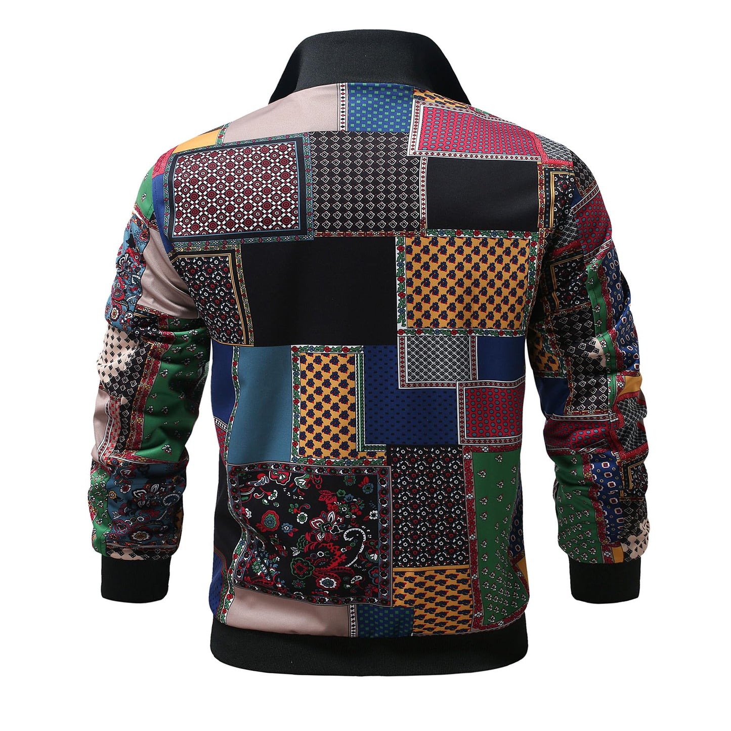 BYBNOLL Mens Casual Bomber Jacket Lightweight Zipper Floral Print Stylish Varsity Jacket for Men
