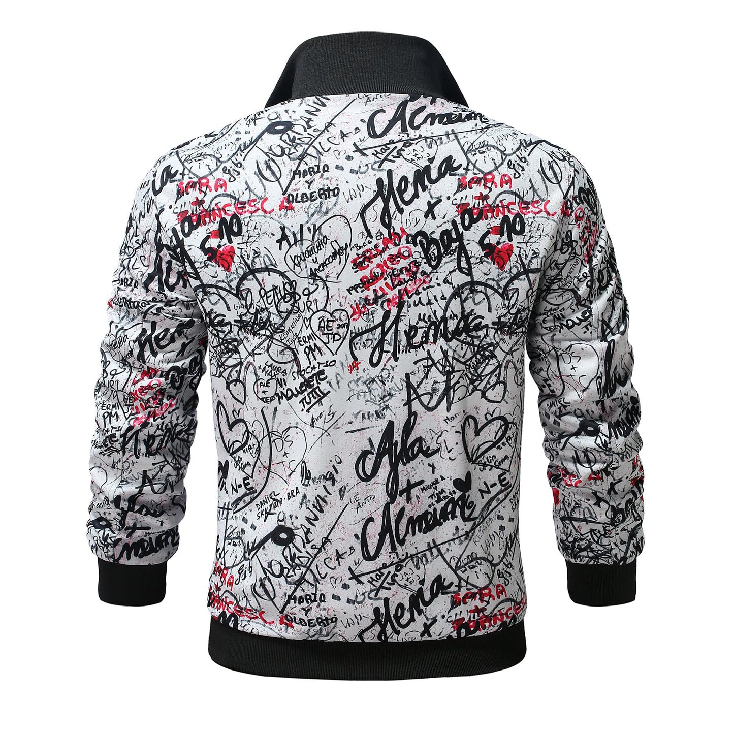 BYBNOLL Mens Casual Bomber Jacket Lightweight Zipper Floral Print Stylish Varsity Jacket for Men
