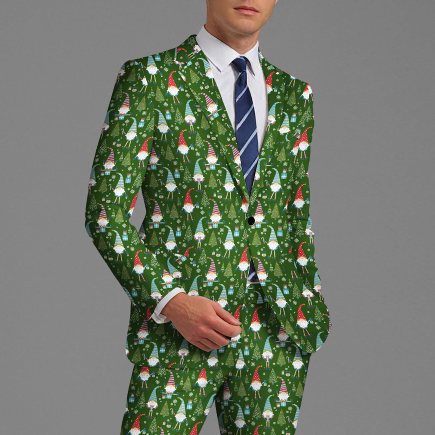 BYBNOLL Men's Blazer One Button Slim Fit Notched Lapel Print Sport Coat Suit Blazer Jacket Dark Green