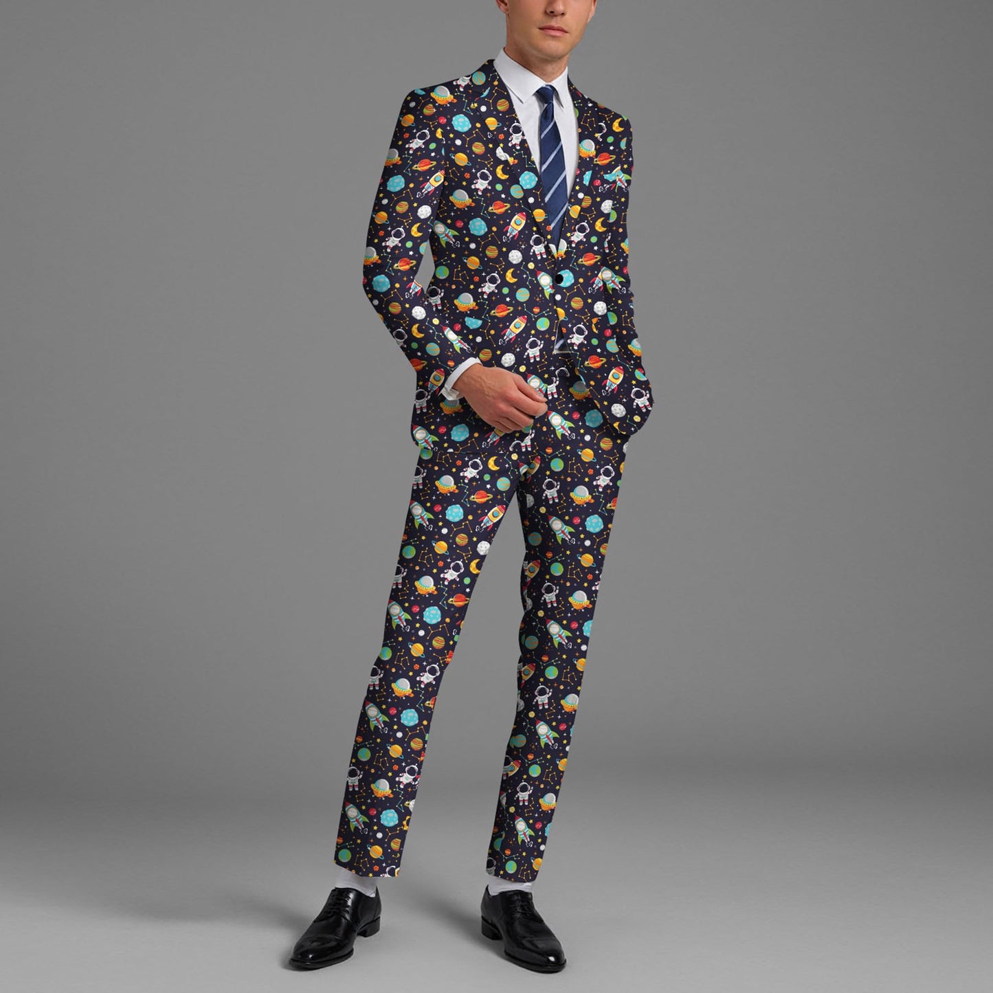 BYBNOLL Men’s 2 Pieces Suit Pattern Printing Tuxedo Suit Set Notch Lapel Jacket Pants for Party Wedding Prom Multicolor