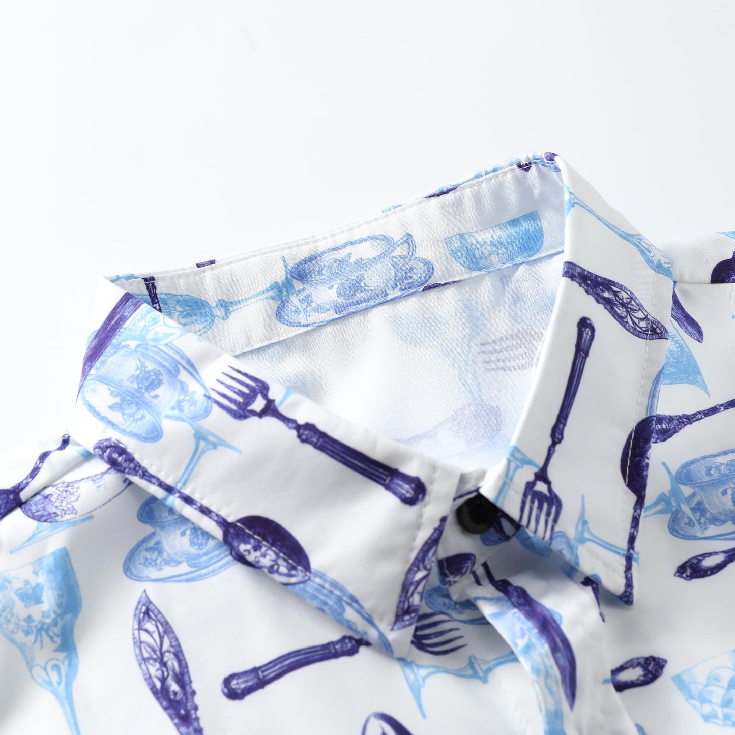 BYBNOLL Men's Casual Shirt Printed Long Sleeve Lapel Trendy Formal Business Comfortable Skin-Friendly Button Down Shirt