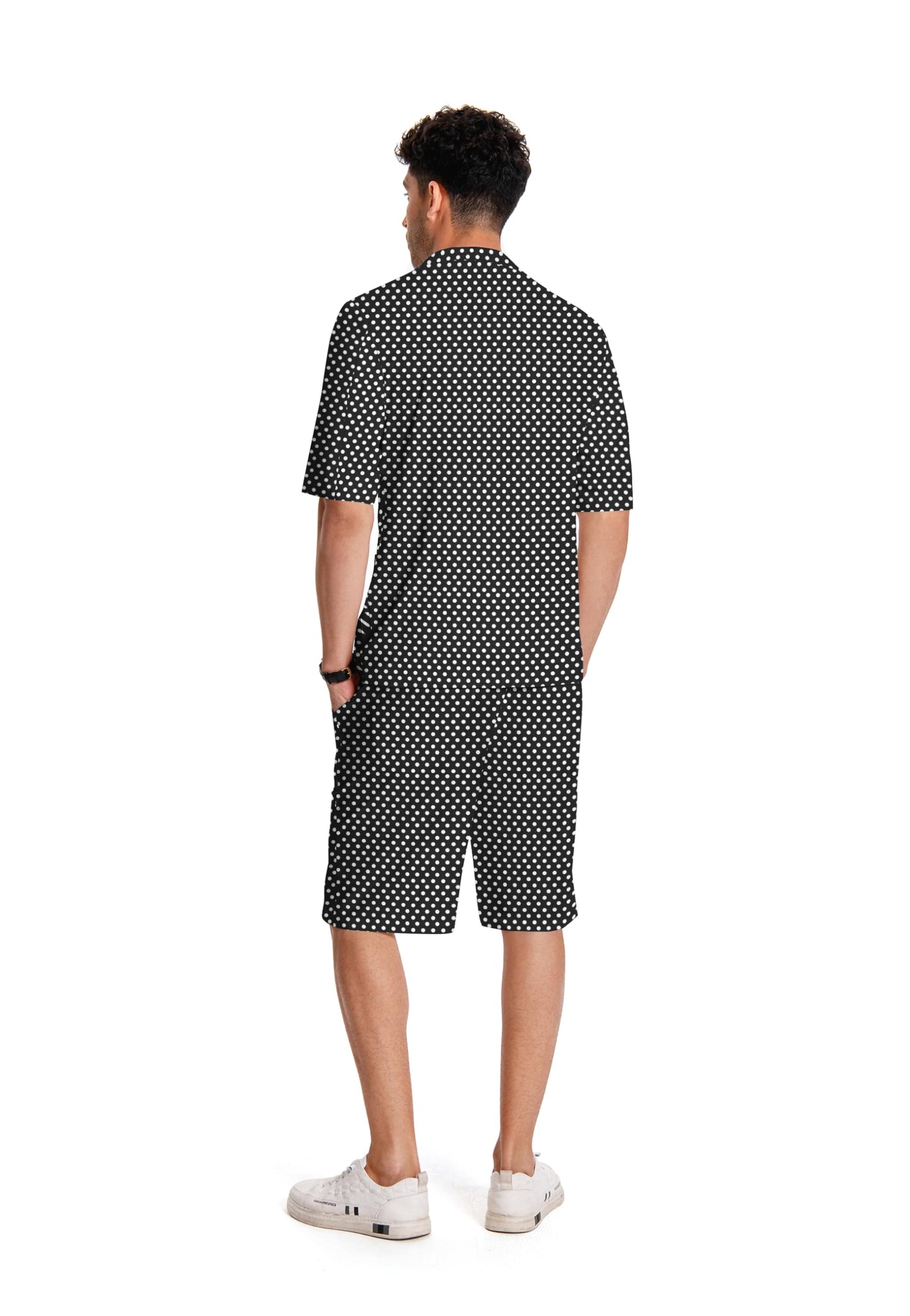 BYBNOLL Men's 2 Piece Suits Printed Short Sleeve Casual Outfit Barge Collar 2 Buttons for Wedding Prom Party