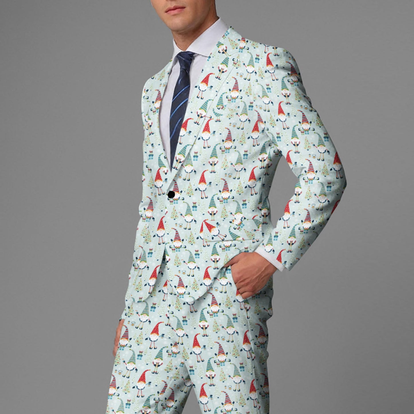 BYBNOLL Men's Blazer One Button Slim Fit Notched Lapel Print Sport Coat Suit Blazer Jacket Light Green