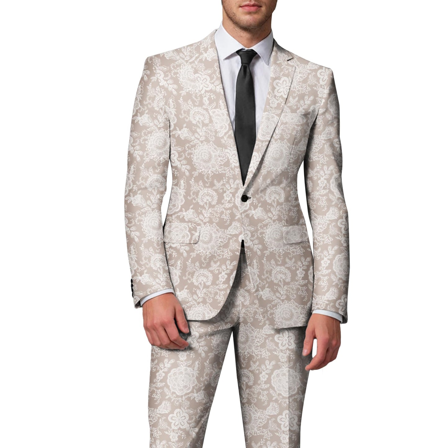 BYBNOLL Men's Blazer One Button Slim Fit Notched Lapel Print Sport Coat Suit Blazer Jacket Light Yellow