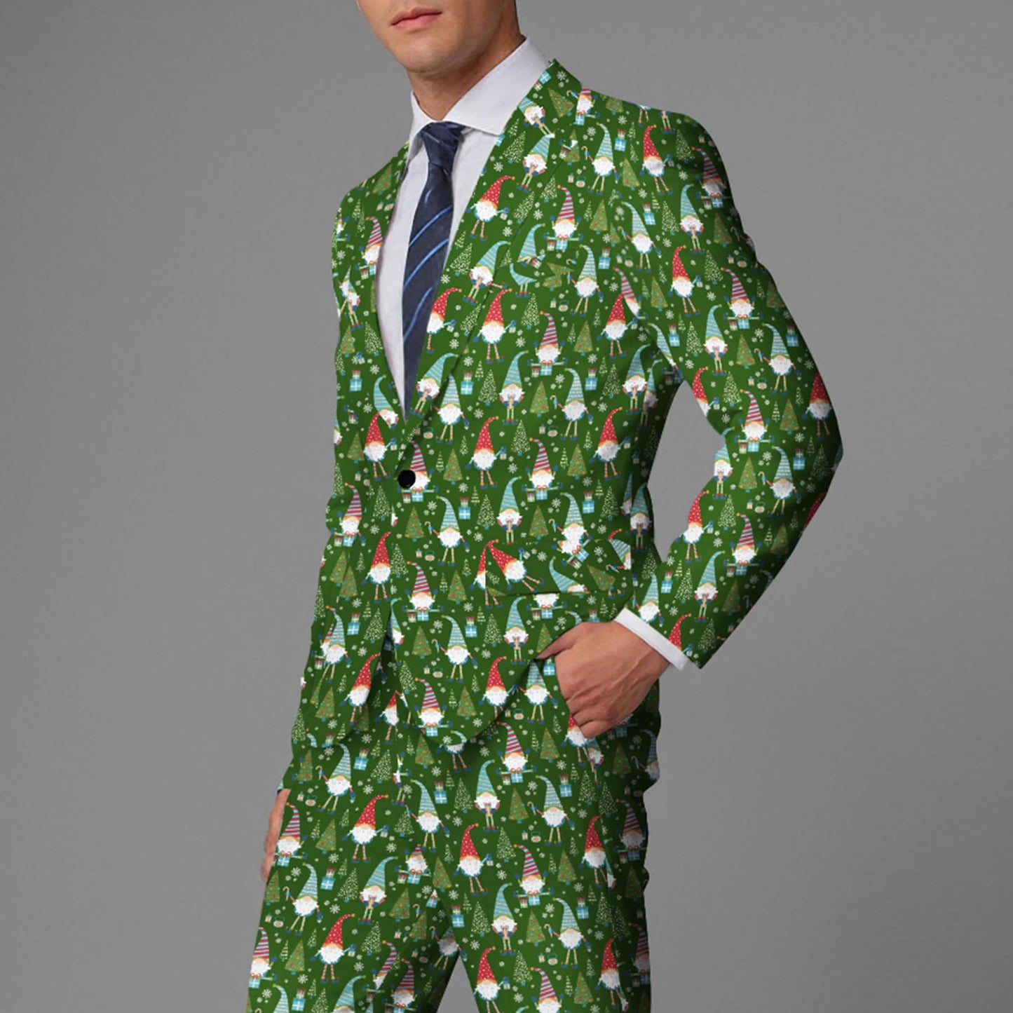 BYBNOLL Men's Blazer One Button Slim Fit Notched Lapel Print Sport Coat Suit Blazer Jacket Dark Green