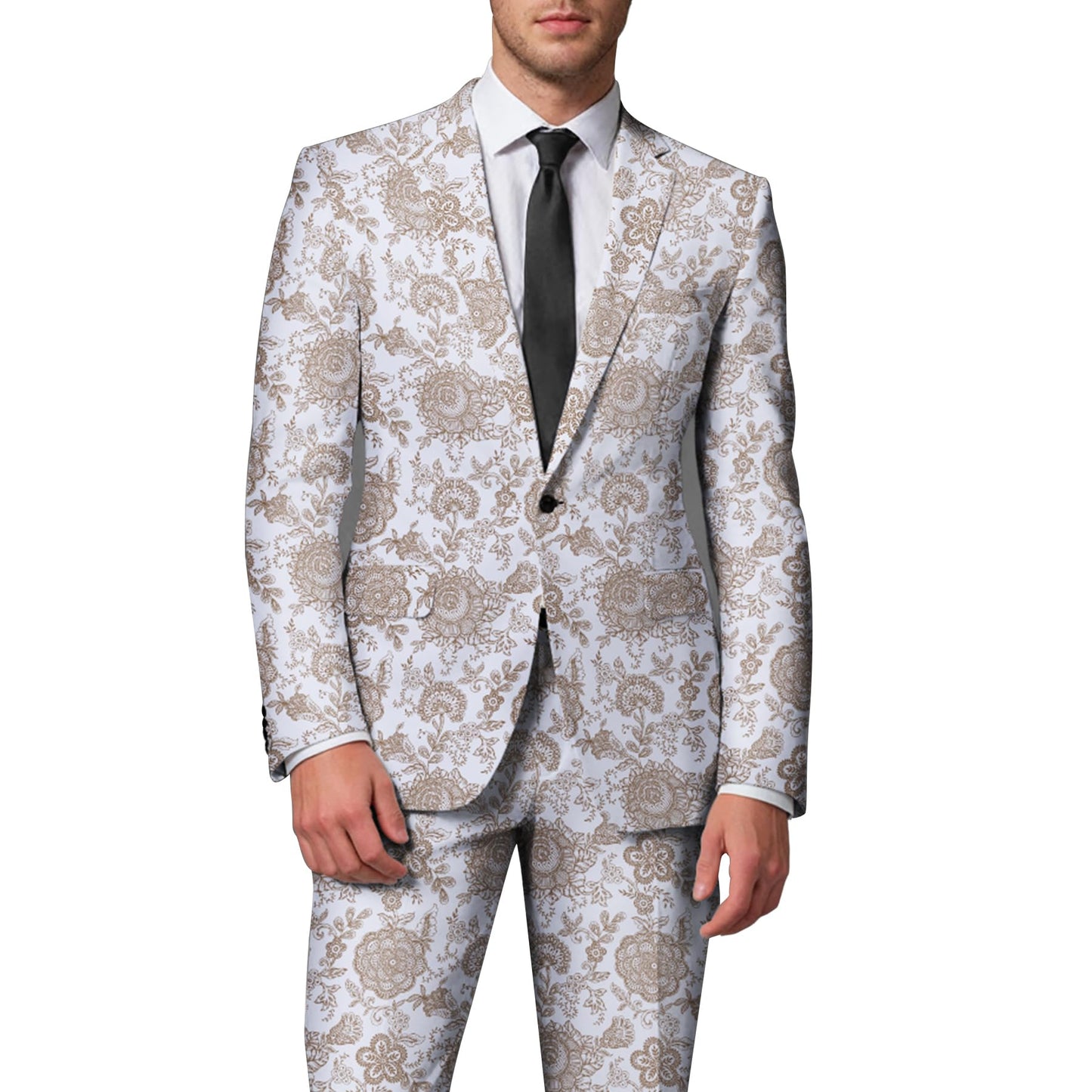 BYBNOLL Men's Blazer One Button Slim Fit Notched Lapel Print Sport Coat Suit Blazer Jacket