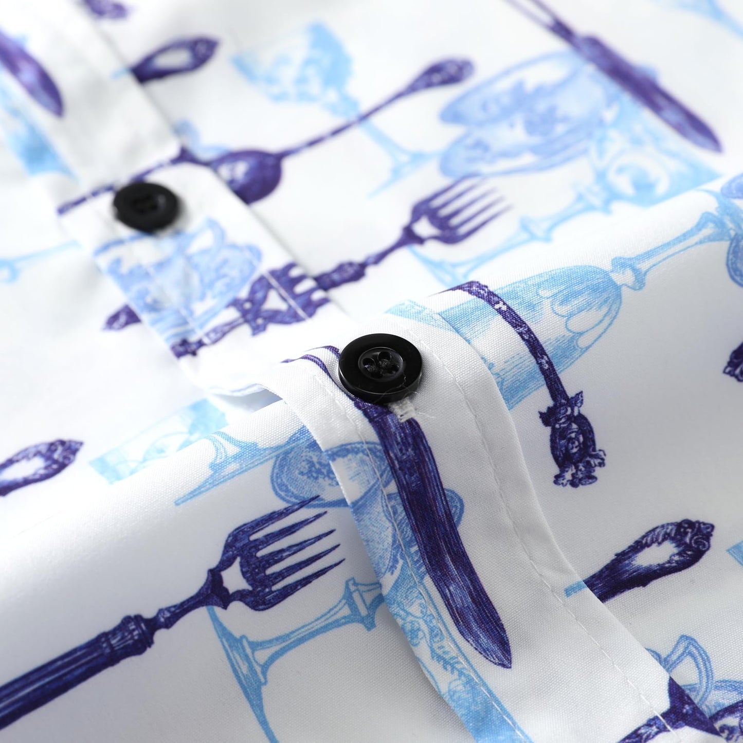 BYBNOLL Men's Casual Shirt Printed Long Sleeve Lapel Trendy Formal Business Comfortable Skin-Friendly Button Down Shirt