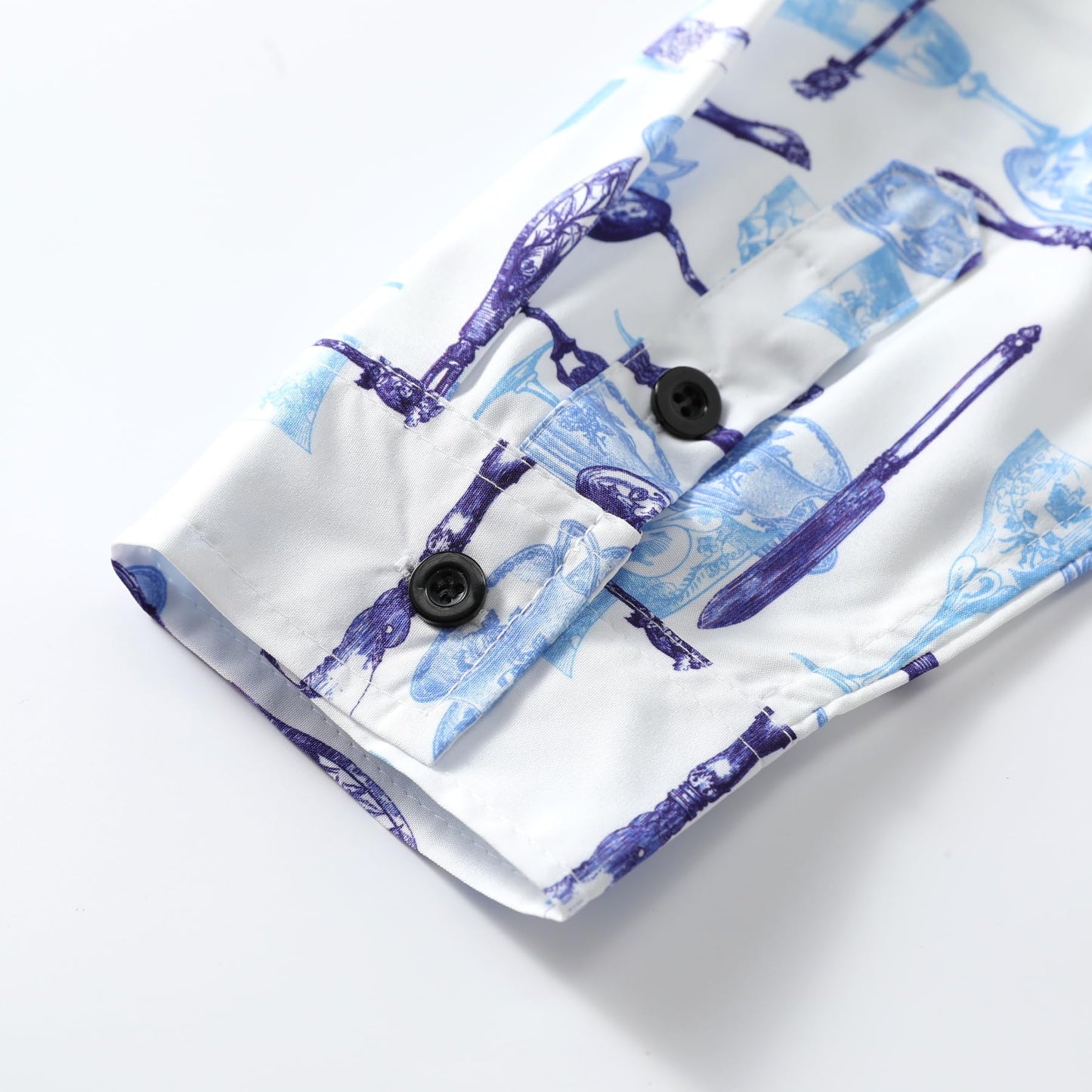 BYBNOLL Men's Casual Shirt Printed Long Sleeve Lapel Trendy Formal Business Comfortable Skin-Friendly Button Down Shirt