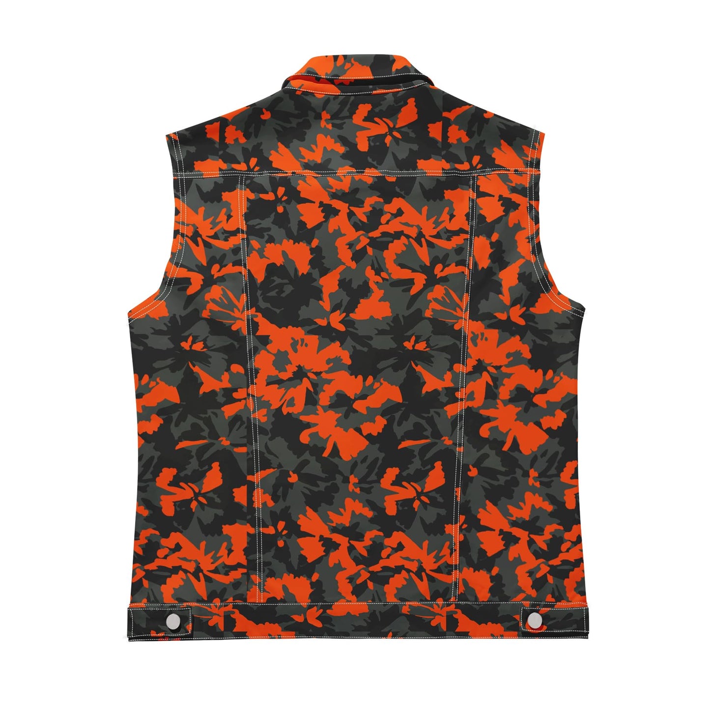 BYBNOLL Men's Denim Vest Sleeveless Casual Jean Vest Button Camouflage Print Jacket Outerwear Vest