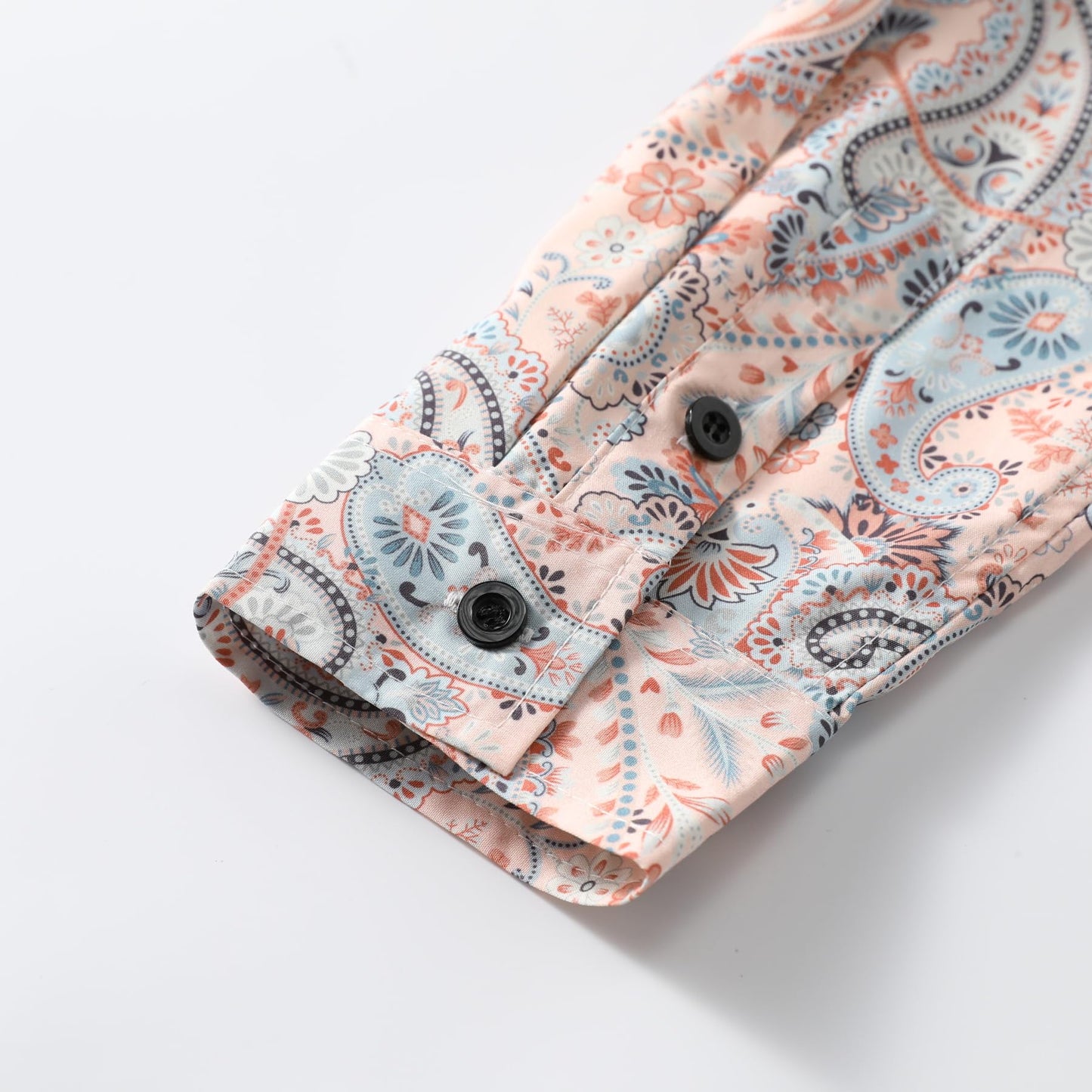 BYBNOLL Men's Casual Shirt Printed Long Sleeve Lapel Trendy Formal Business Comfortable Skin-Friendly Button Down Shirt Orange Gray