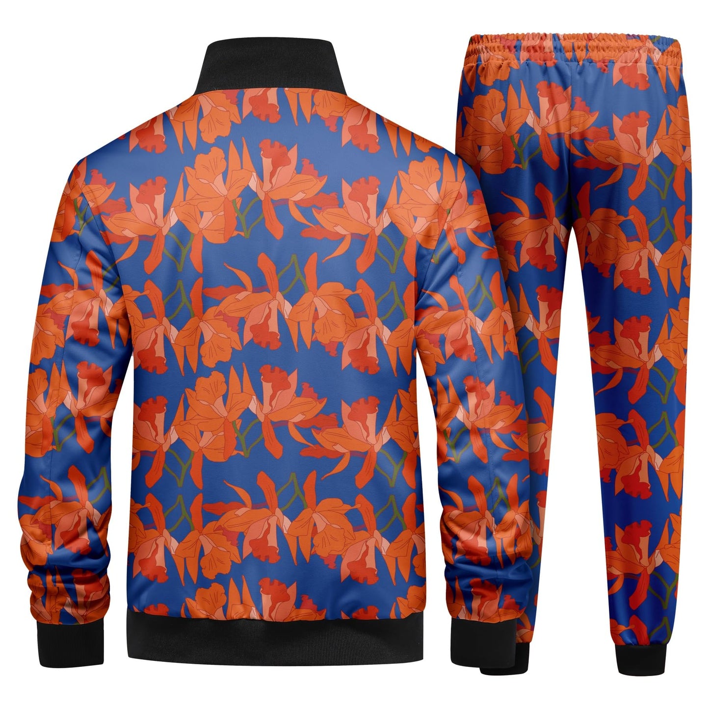 BYBNOLL Mens Tracksuit 2 Piece Set Full Zip Floral Print Casual Sport Sweatsuit Sets with Pockets
