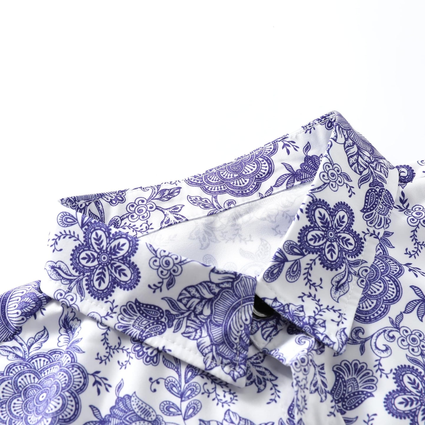 BYBNOLL Men's Casual Shirt Printed Long Sleeve Lapel Trendy Formal Business Comfortable Skin-Friendly Button Down Shirt Purple White