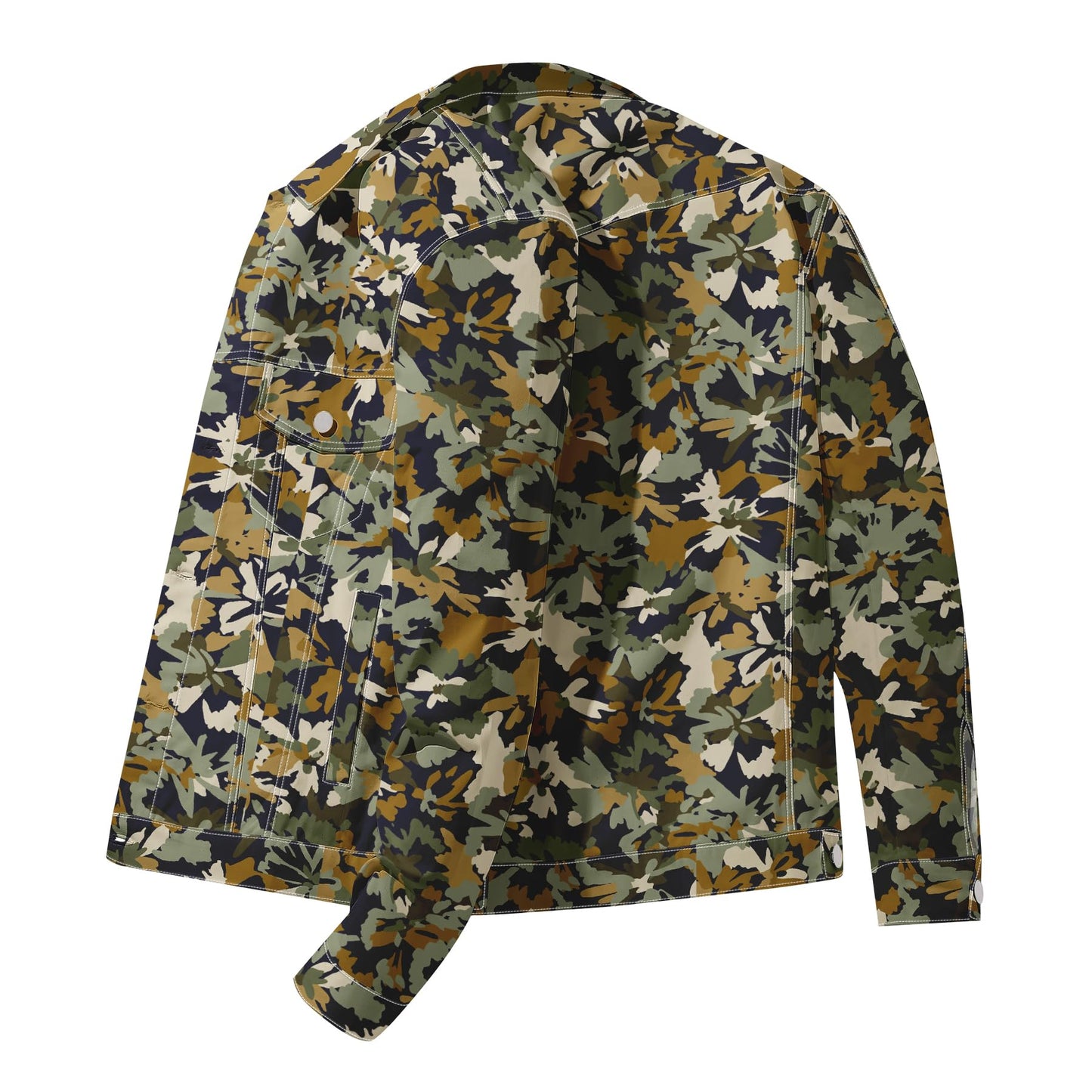 BYBNOLL Mens Denim Jacket Long Sleeve Western Cowboy Cut Classic Floral Print Button Down Jean Jacket