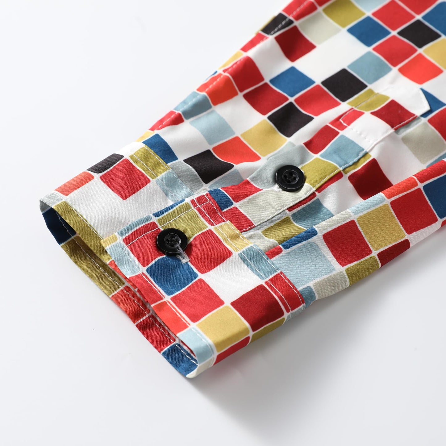 BYBNOLL Men's Casual Shirt Printed Long Sleeve Lapel Trendy Formal Business Comfortable Skin-Friendly Button Down Shirt Red White