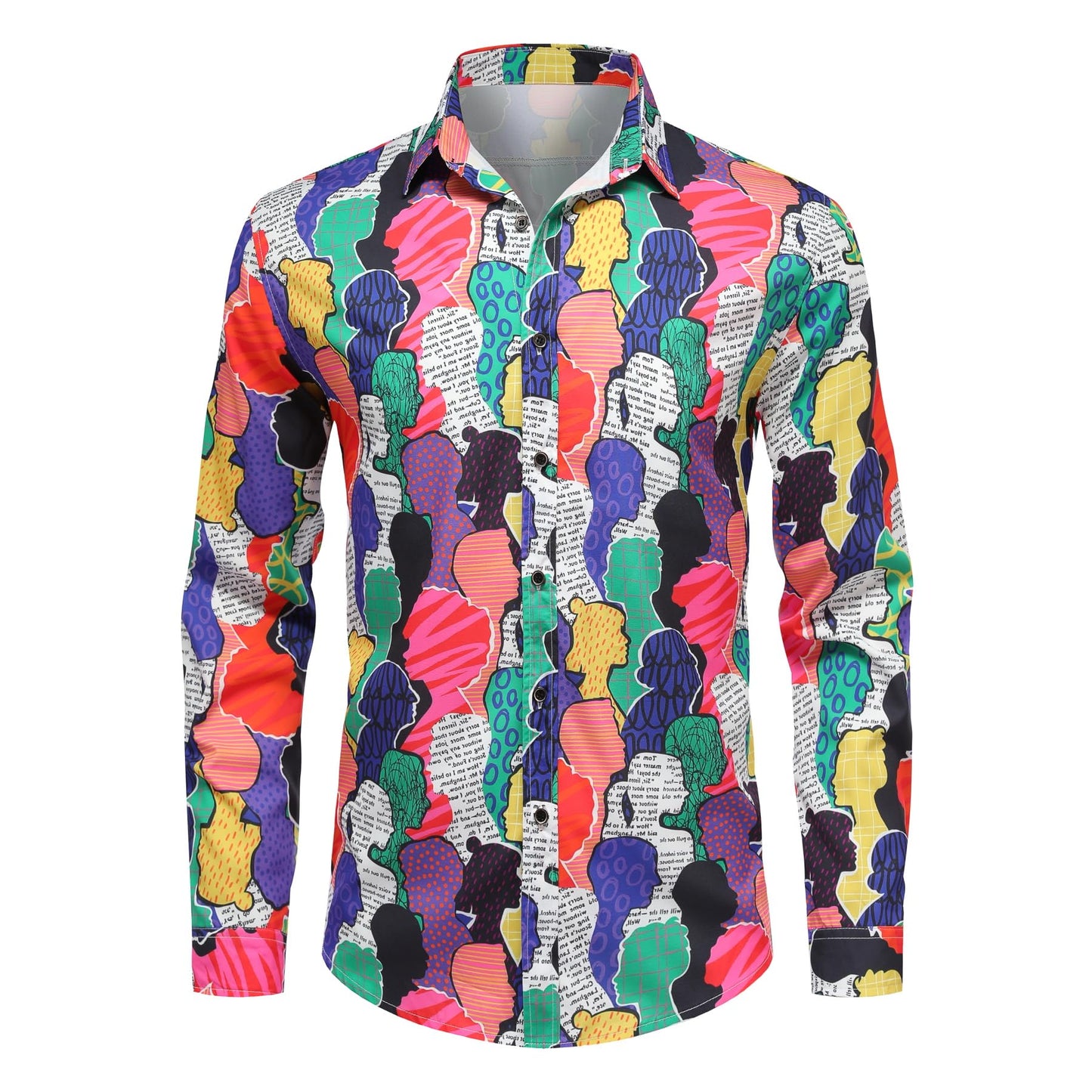 BYBNOLL Men's Casual Shirt Printed Long Sleeve Lapel Trendy Formal Business Comfortable Skin-Friendly Button Down Shirt