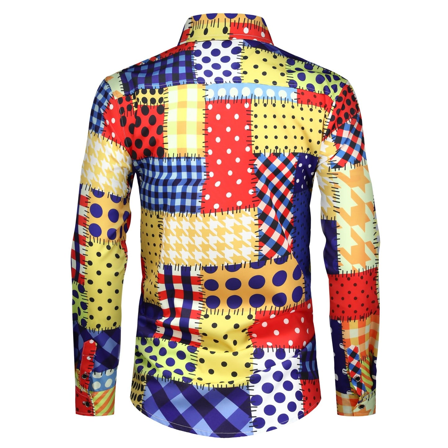 BYBNOLL Men's Casual Shirt Printed Long Sleeve Lapel Trendy Formal Business Comfortable Skin-Friendly Button Down Shirt