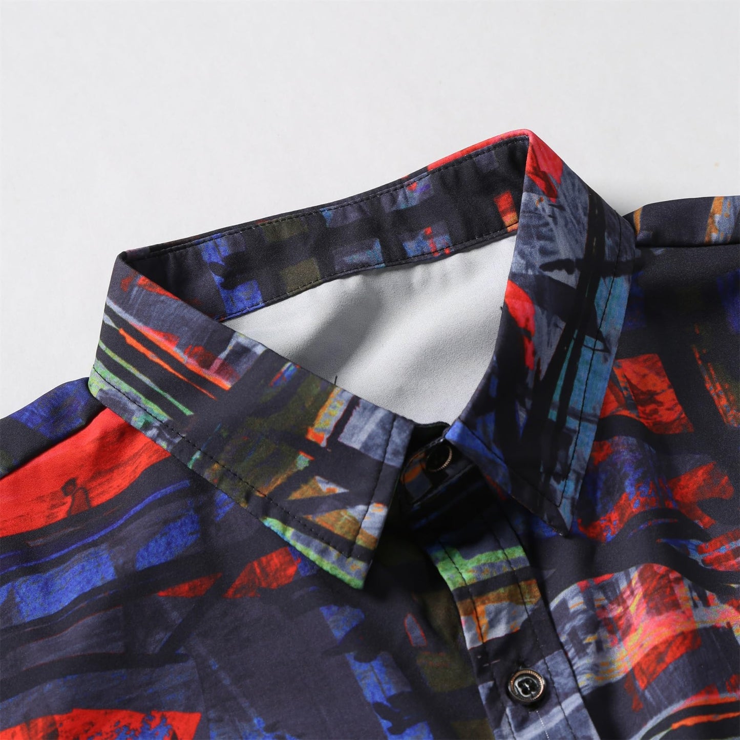 BYBNOLL Men's Casual Shirt Printed Long Sleeve Lapel Trendy Formal Business Comfortable Skin-Friendly Button Down Shirt Purple