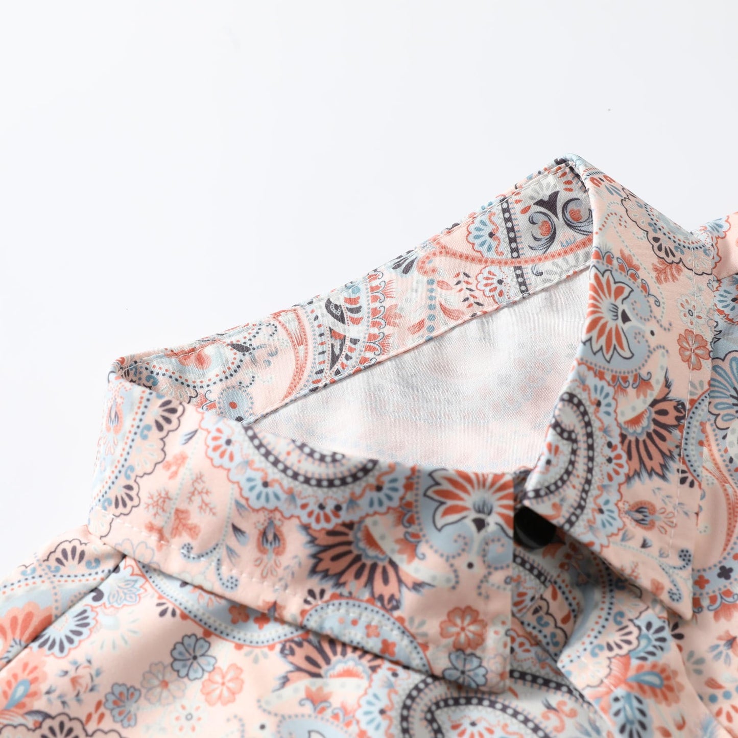 BYBNOLL Men's Casual Shirt Printed Long Sleeve Lapel Trendy Formal Business Comfortable Skin-Friendly Button Down Shirt Orange Gray