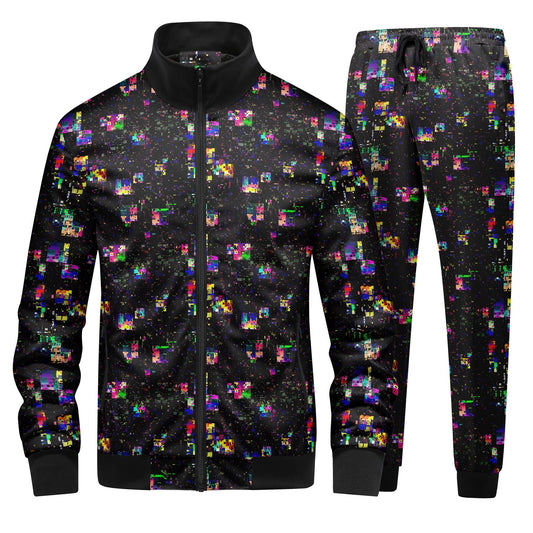 BYBNOLL Mens Tracksuit Floral Print 2 Piece Set Casual Full Zip Sport Sweatsuit Sets with Pockets