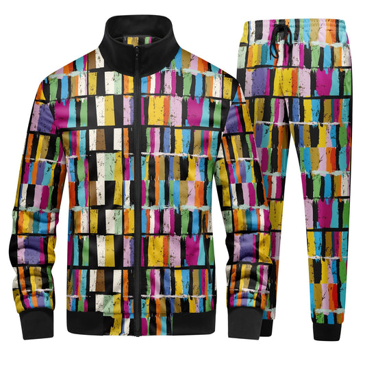 BYBNOLL Mens Tracksuit Floral Print 2 Piece Set Casual Full Zip Sport Sweatsuit Sets with Pockets