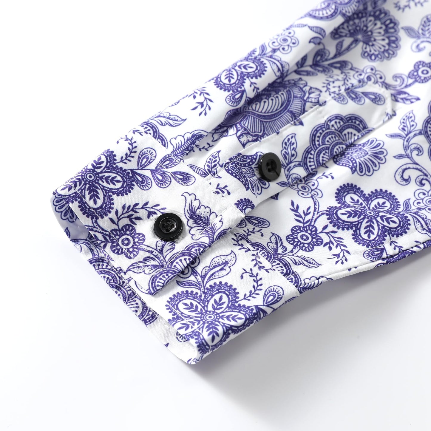 BYBNOLL Men's Casual Shirt Printed Long Sleeve Lapel Trendy Formal Business Comfortable Skin-Friendly Button Down Shirt Purple White