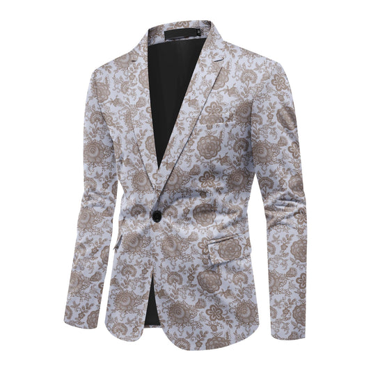 BYBNOLL Men's Blazer One Button Slim Fit Notched Lapel Print Sport Coat Suit Blazer Jacket