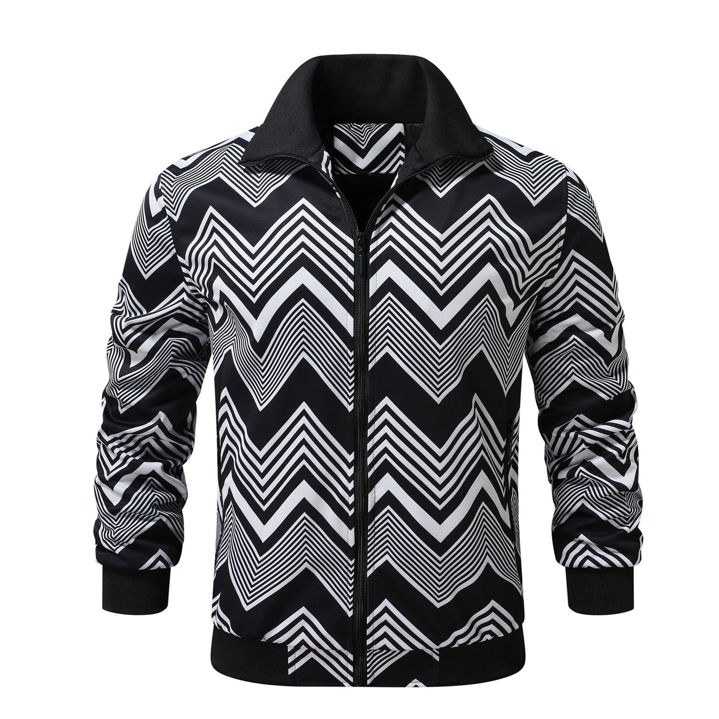 BYBNOLL Mens Jacket Casual Floral Print Lightweight Zipper Stylish Varsity Jacket for Men