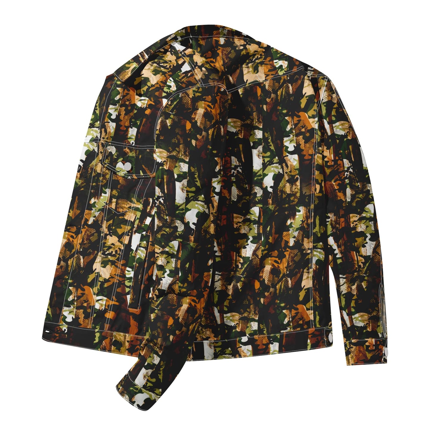 BYBNOLL Mens Denim Jacket Long Sleeve Western Cowboy Cut Classic Floral Print Button Down Jean Jacket