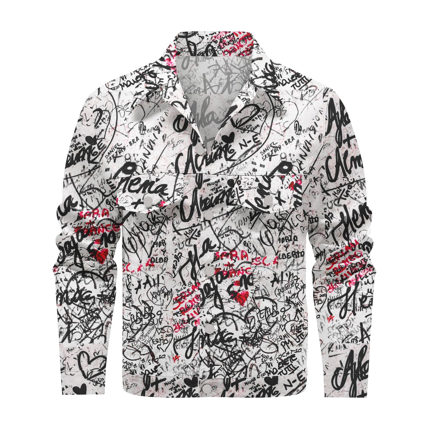 BYBNOLL Mens Denim Jacket Long Sleeve Western Cowboy Cut Classic Floral Print Button Down Jean Jacket