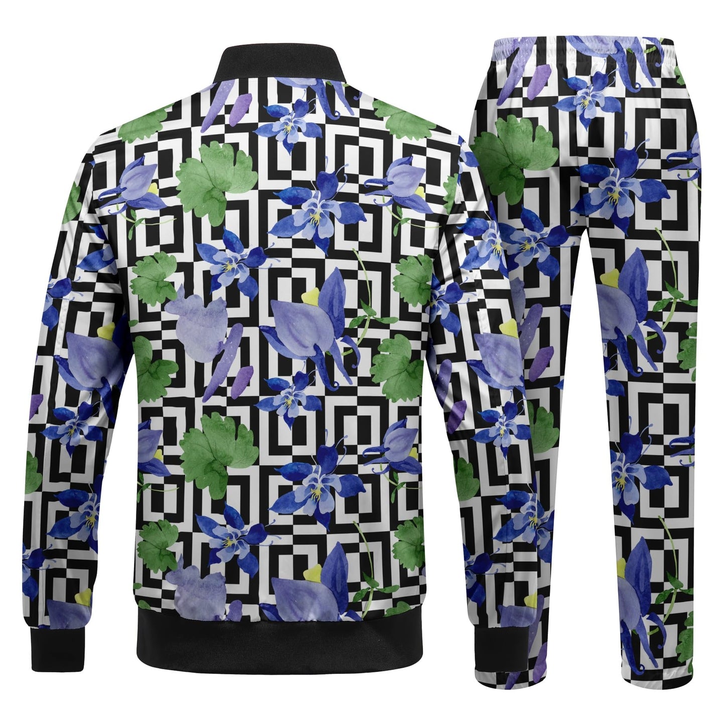 BYBNOLL Men's Tracksuit 2 Pieces Waterproof Set Casual Full Zip Colorful Printed Sport Sweatsuit Sets with Pockets