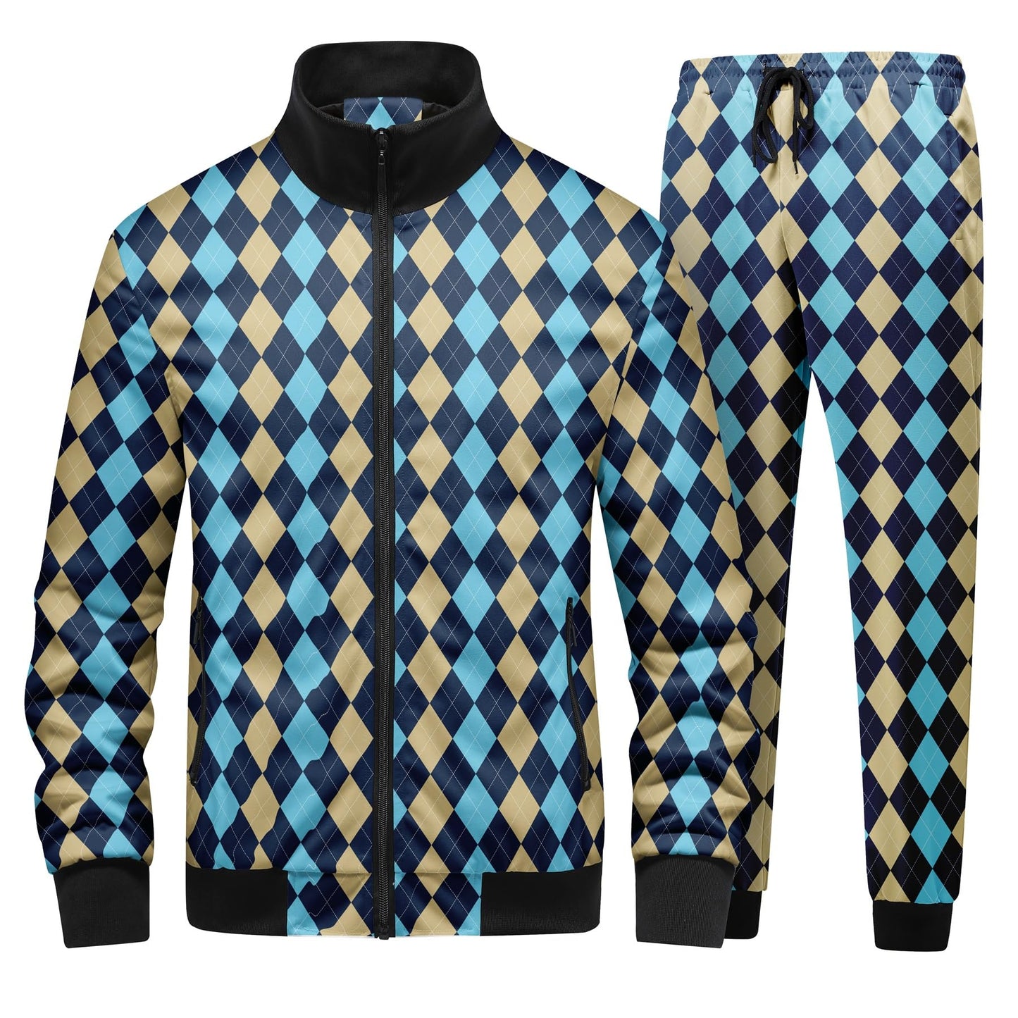 BYBNOLL Mens Tracksuit 2 Piece Set Full Zip Floral Print Casual Sport Sweatsuit Sets with Pockets