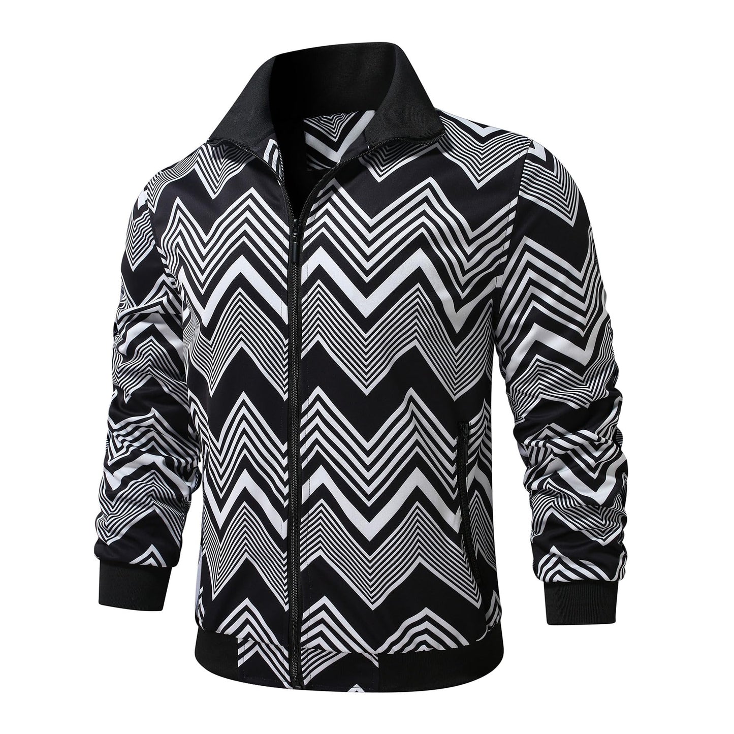 BYBNOLL Mens Jacket Casual Floral Print Lightweight Zipper Stylish Varsity Jacket for Men