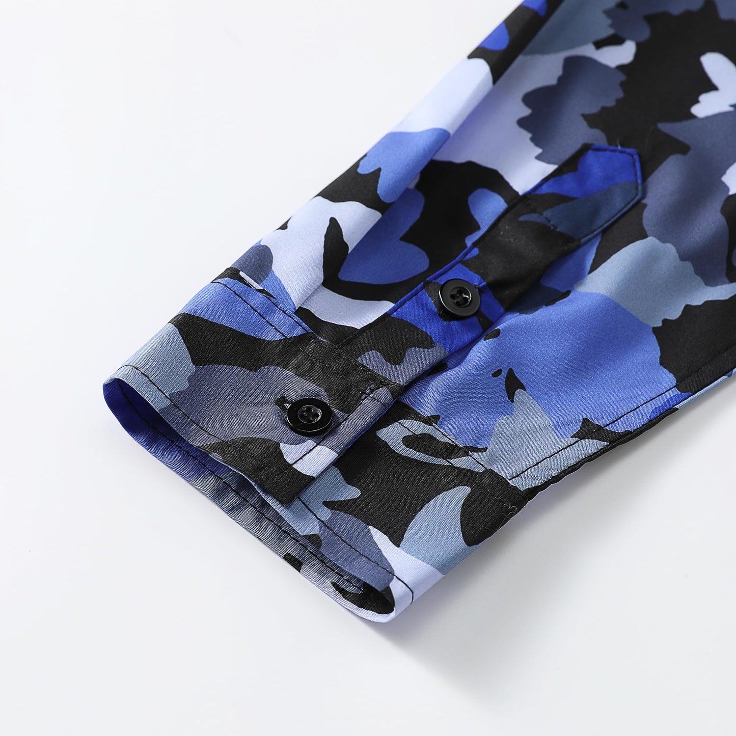 BYBNOLL Men's Casual Shirt Printed Long Sleeve Lapel Trendy Formal Business Comfortable Skin-Friendly Button Down Shirt Light Blue