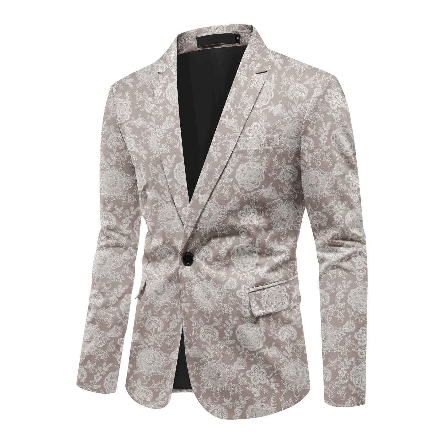 BYBNOLL Men's Blazer One Button Slim Fit Notched Lapel Print Sport Coat Suit Blazer Jacket Light Yellow