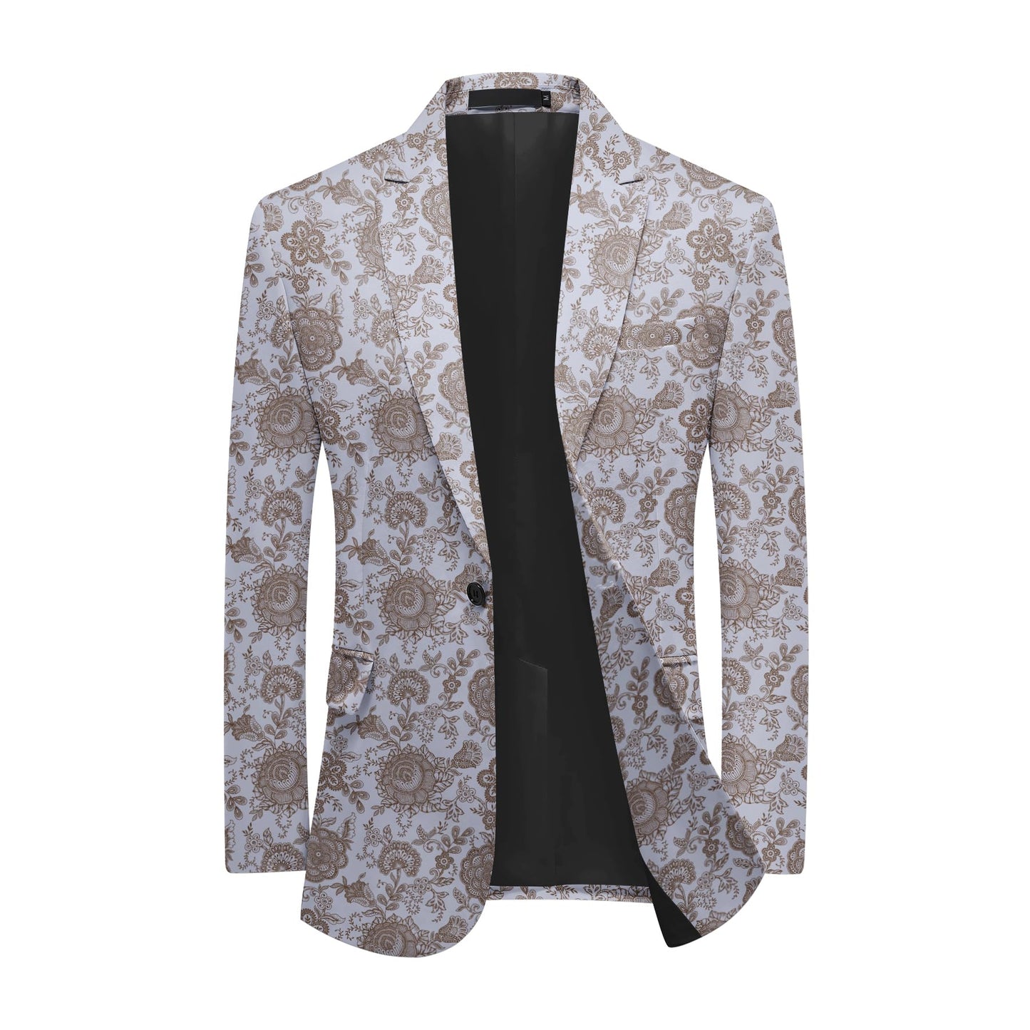 BYBNOLL Men's Blazer One Button Slim Fit Notched Lapel Print Sport Coat Suit Blazer Jacket