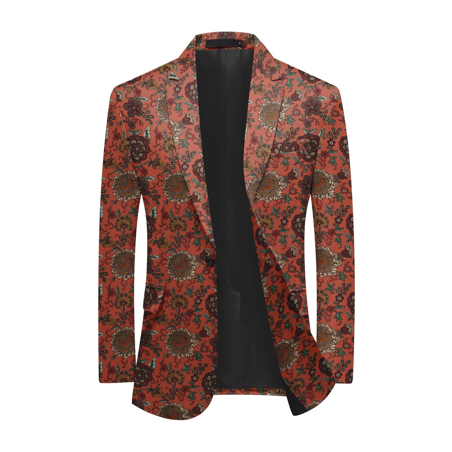 BYBNOLL Men's Blazer One Button Slim Fit Notched Lapel Print Sport Coat Suit Blazer Jacket Orange