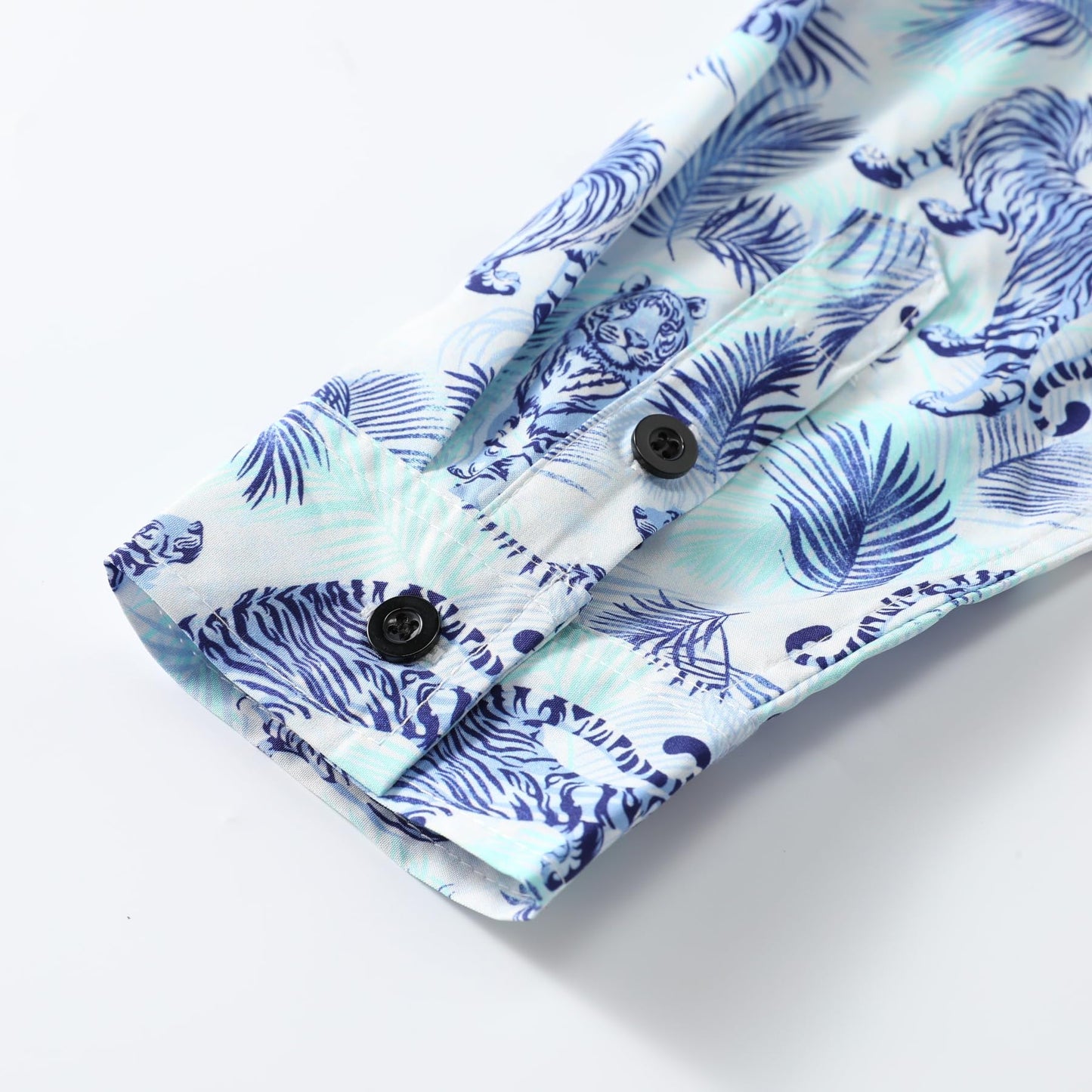 BYBNOLL Men's Casual Shirt Printed Long Sleeve Lapel Trendy Formal Business Comfortable Skin-Friendly Button Down Shirt White