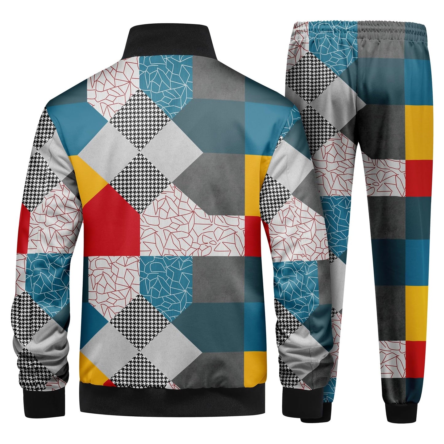 BYBNOLL Mens Tracksuit 2 Piece Set Full Zip Floral Print Casual Sport Sweatsuit Sets with Pockets