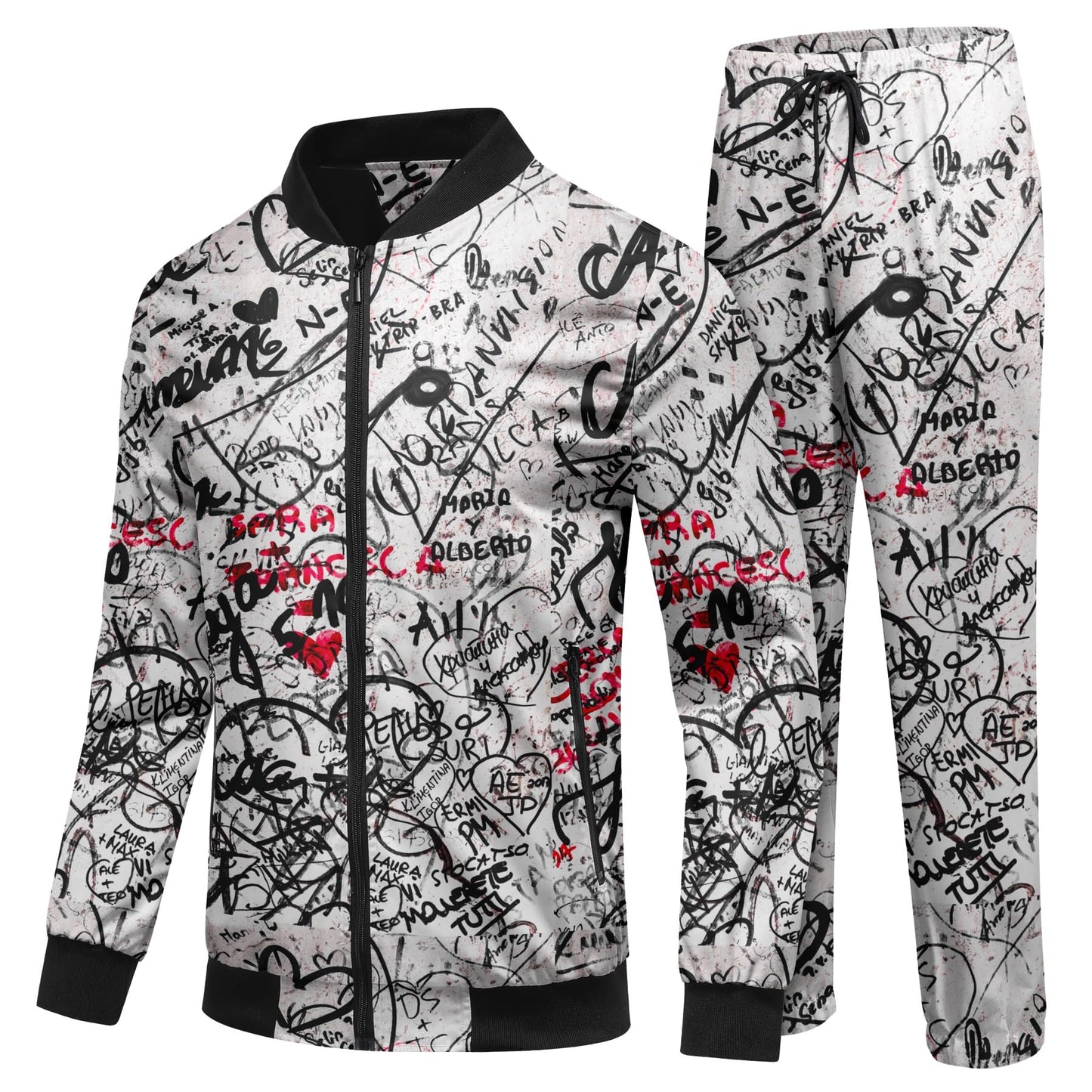 BYBNOLL Men's Tracksuit 2 Pieces Waterproof Set Casual Full Zip Colorful Printed Sport Sweatsuit Sets with Pockets