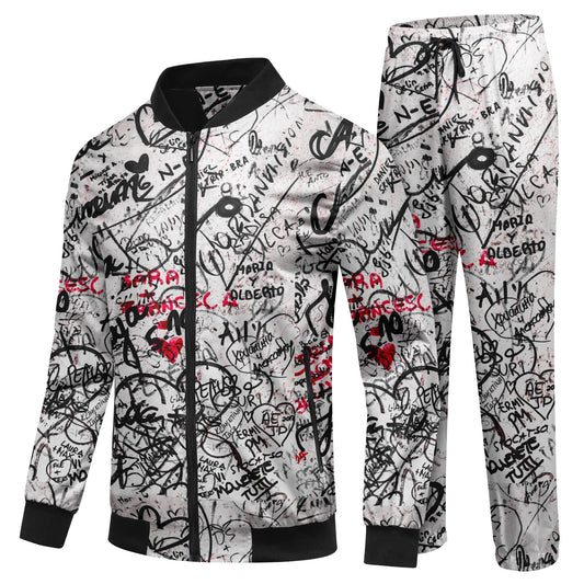 BYBNOLL Men's Tracksuit 2 Pieces Waterproof Set Casual Full Zip Colorful Printed Sport Sweatsuit Sets with Pockets