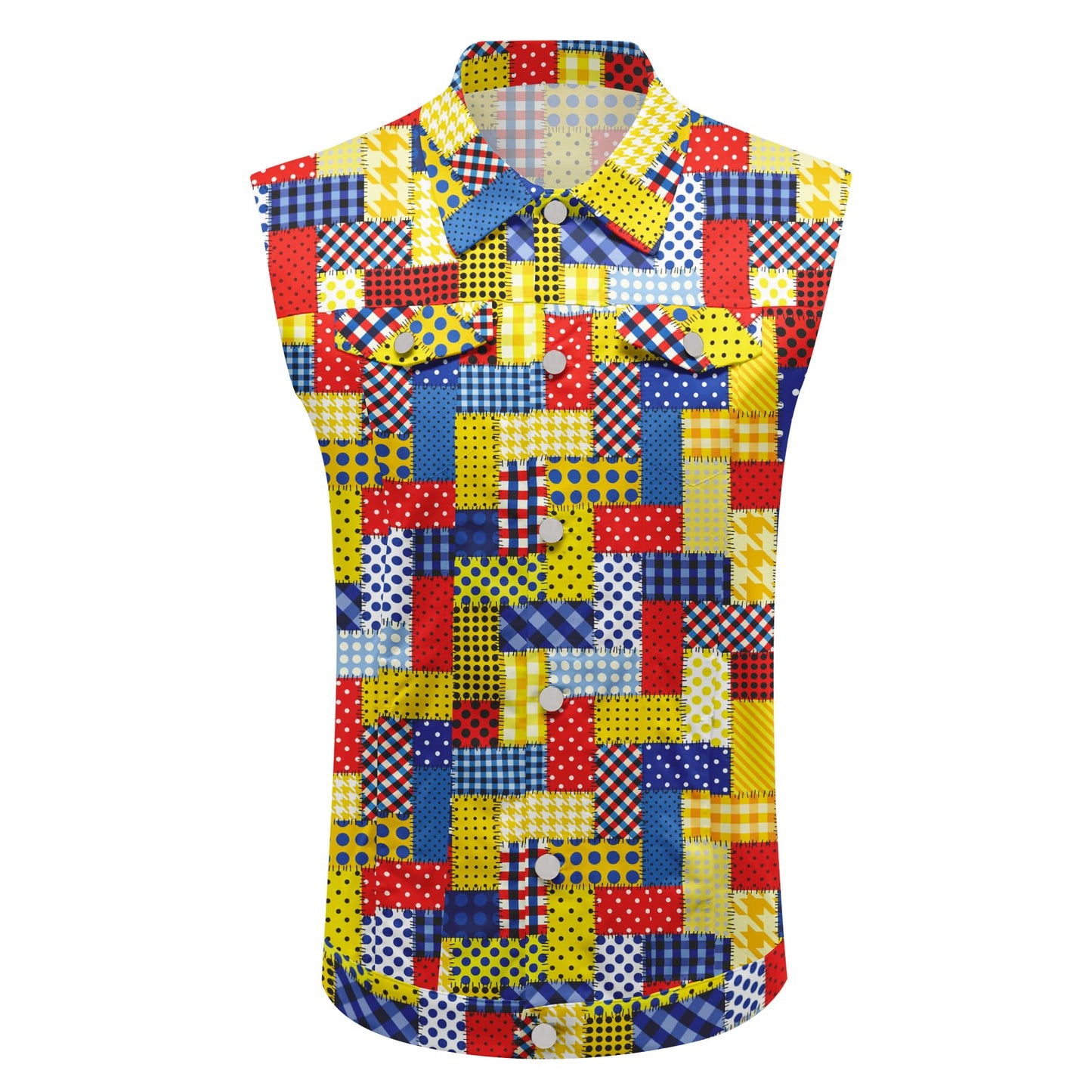 BYBNOLL Men's Denim Vest Sleeveless Casual Jean Vest Button Camouflage Print Jacket Outerwear Vest