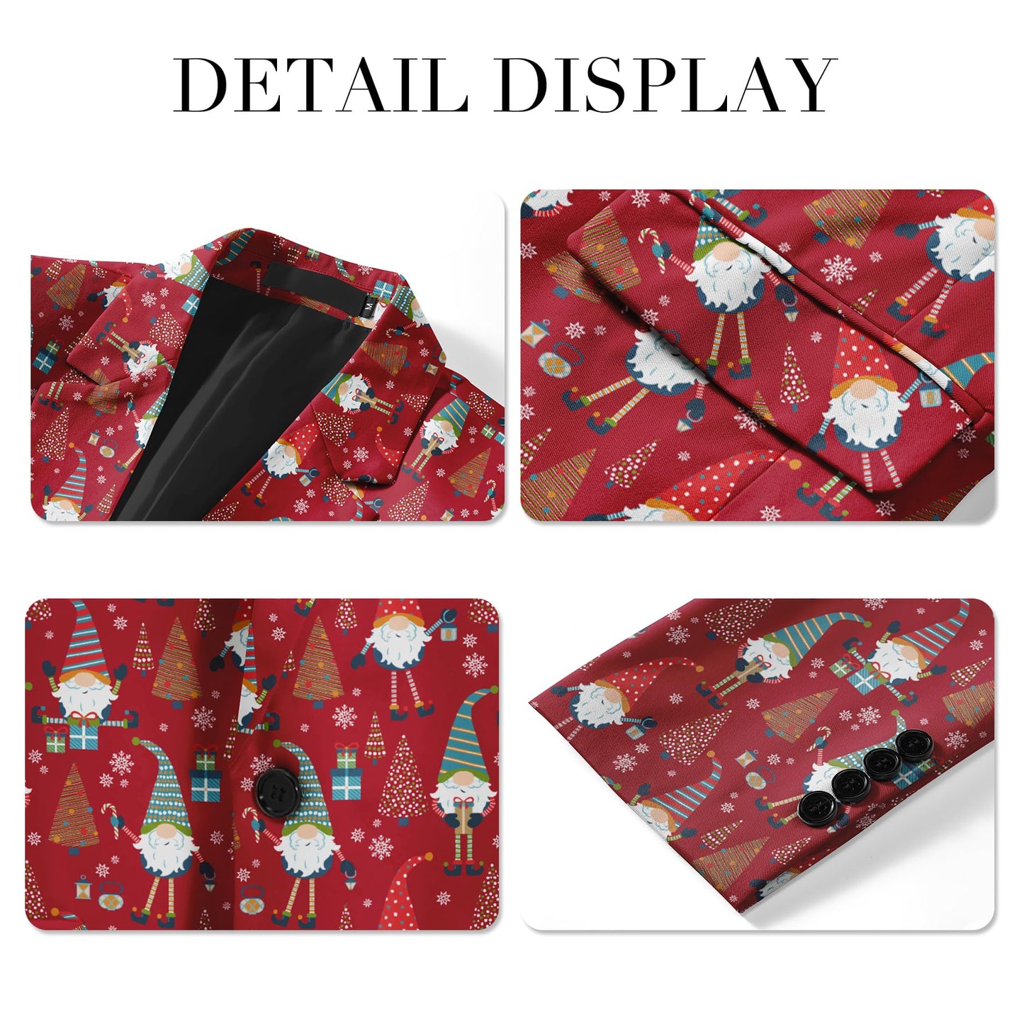 BYBNOLL Men's Blazer One Button Slim Fit Notched Lapel Print Sport Coat Suit Blazer Jacket Red