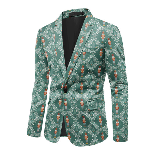 BYBNOLL Men's Blazer One Button Slim Fit Notched Lapel Print Sport Coat Suit Blazer Jacket Green