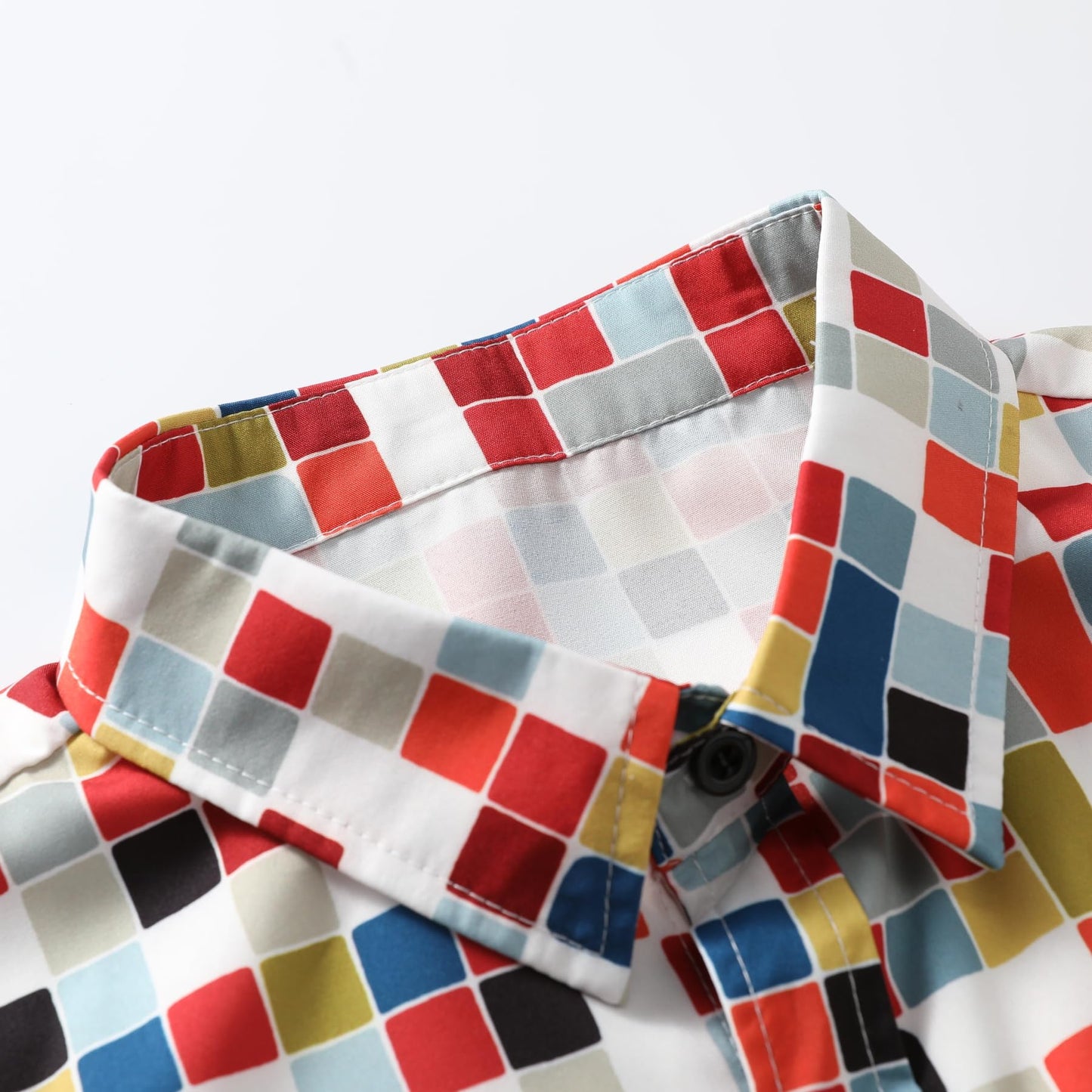 BYBNOLL Men's Casual Shirt Printed Long Sleeve Lapel Trendy Formal Business Comfortable Skin-Friendly Button Down Shirt Red White