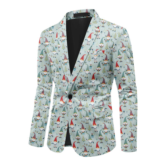 BYBNOLL Men's Blazer One Button Slim Fit Notched Lapel Print Sport Coat Suit Blazer Jacket Light Green