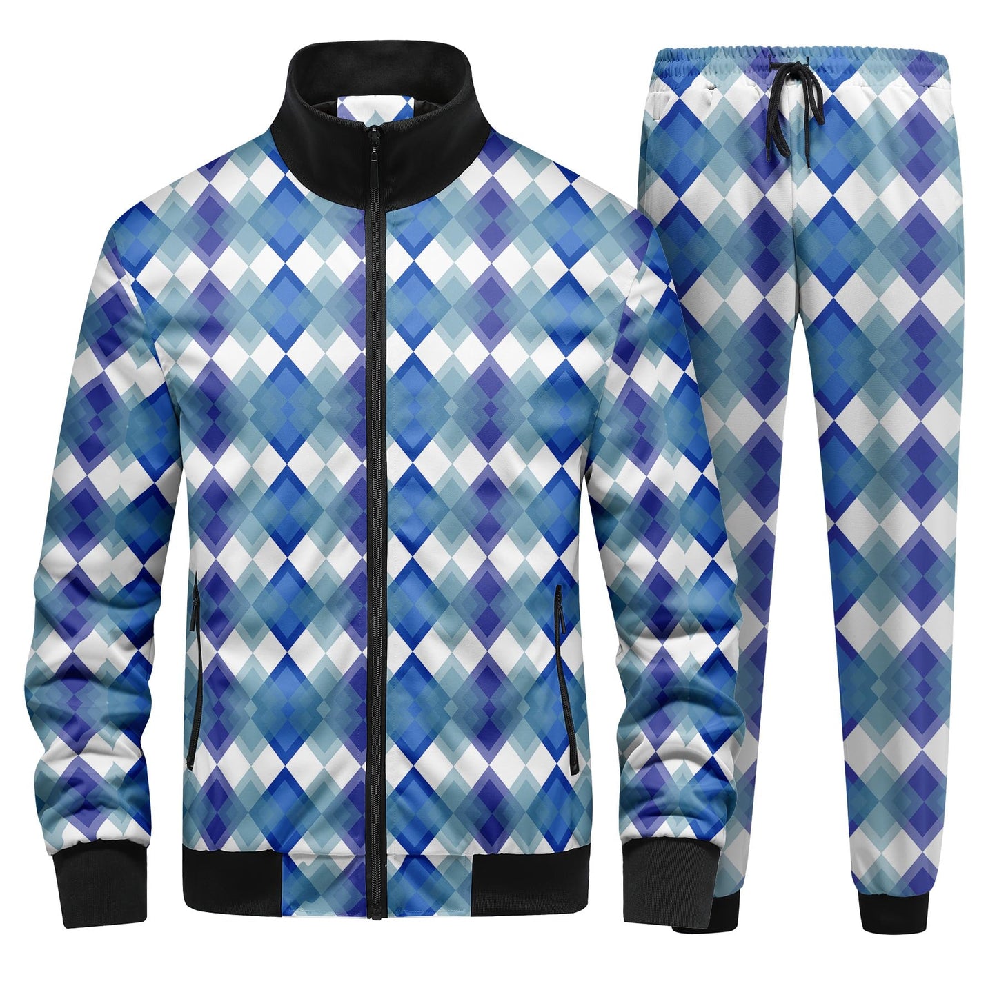 BYBNOLL Mens Tracksuit 2 Piece Set Full Zip Floral Print Casual Sport Sweatsuit Sets with Pockets
