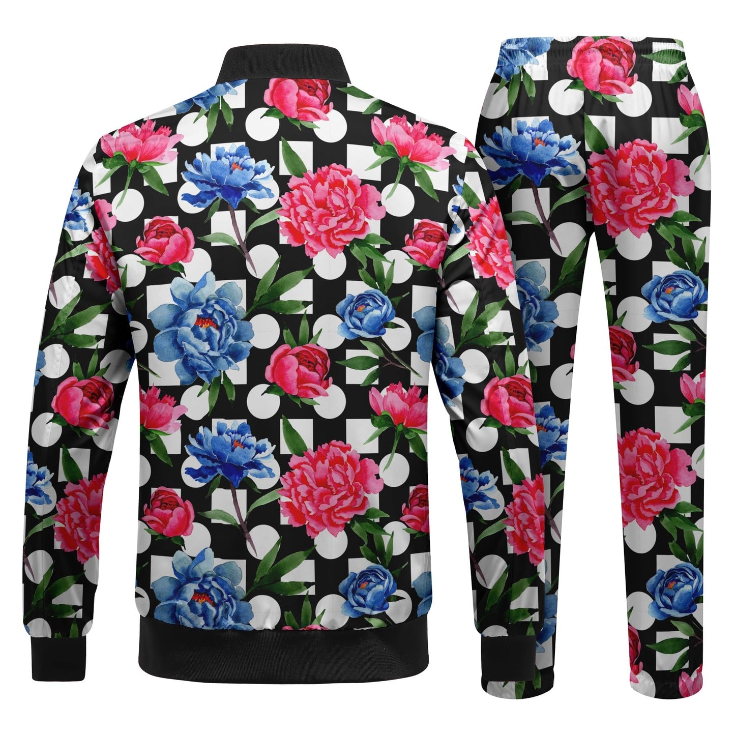 BYBNOLL Men's Tracksuit 2 Pieces Waterproof Set Casual Full Zip Colorful Printed Sport Sweatsuit Sets with Pockets