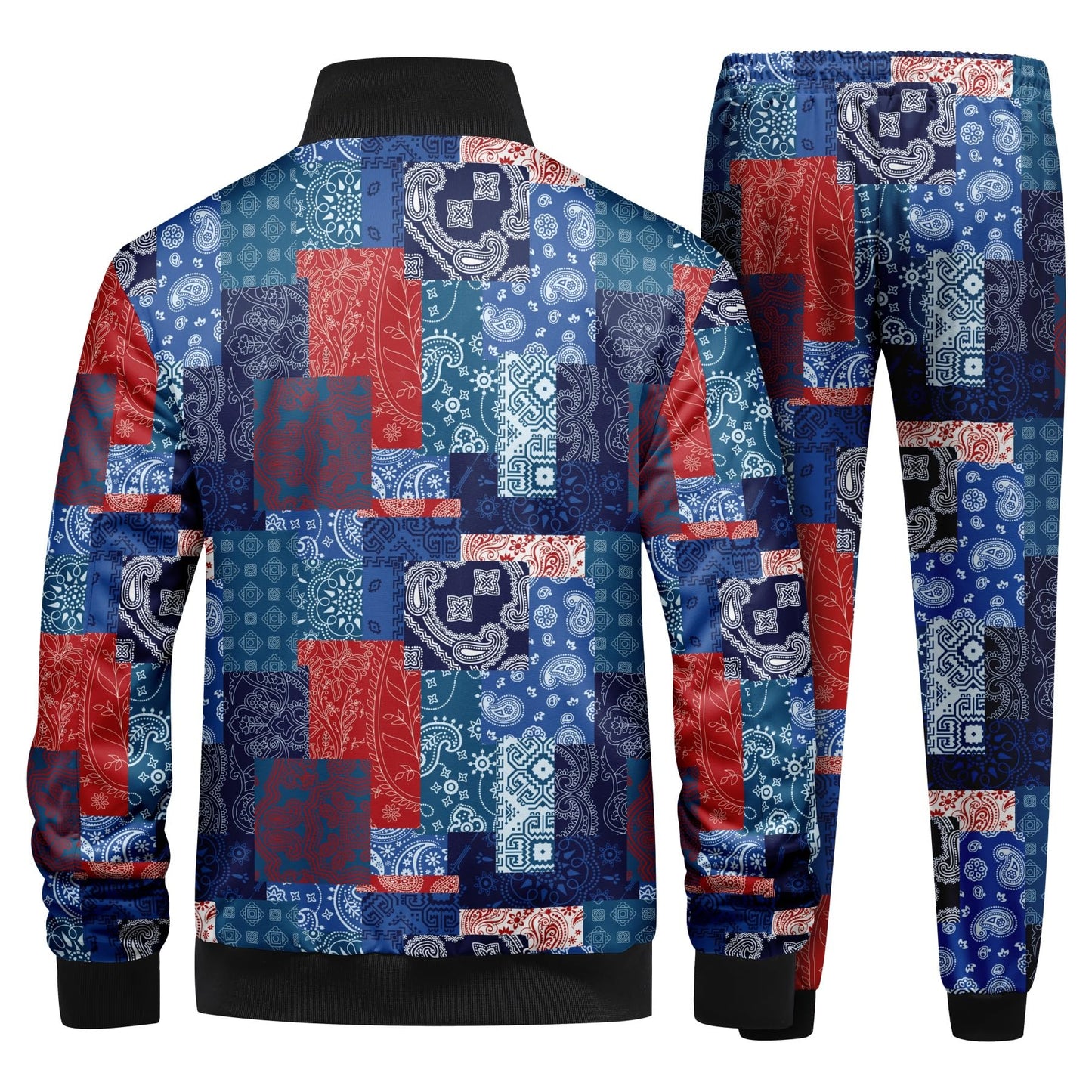 BYBNOLL Mens Tracksuit 2 Piece Set Full Zip Floral Print Casual Sport Sweatsuit Sets with Pockets