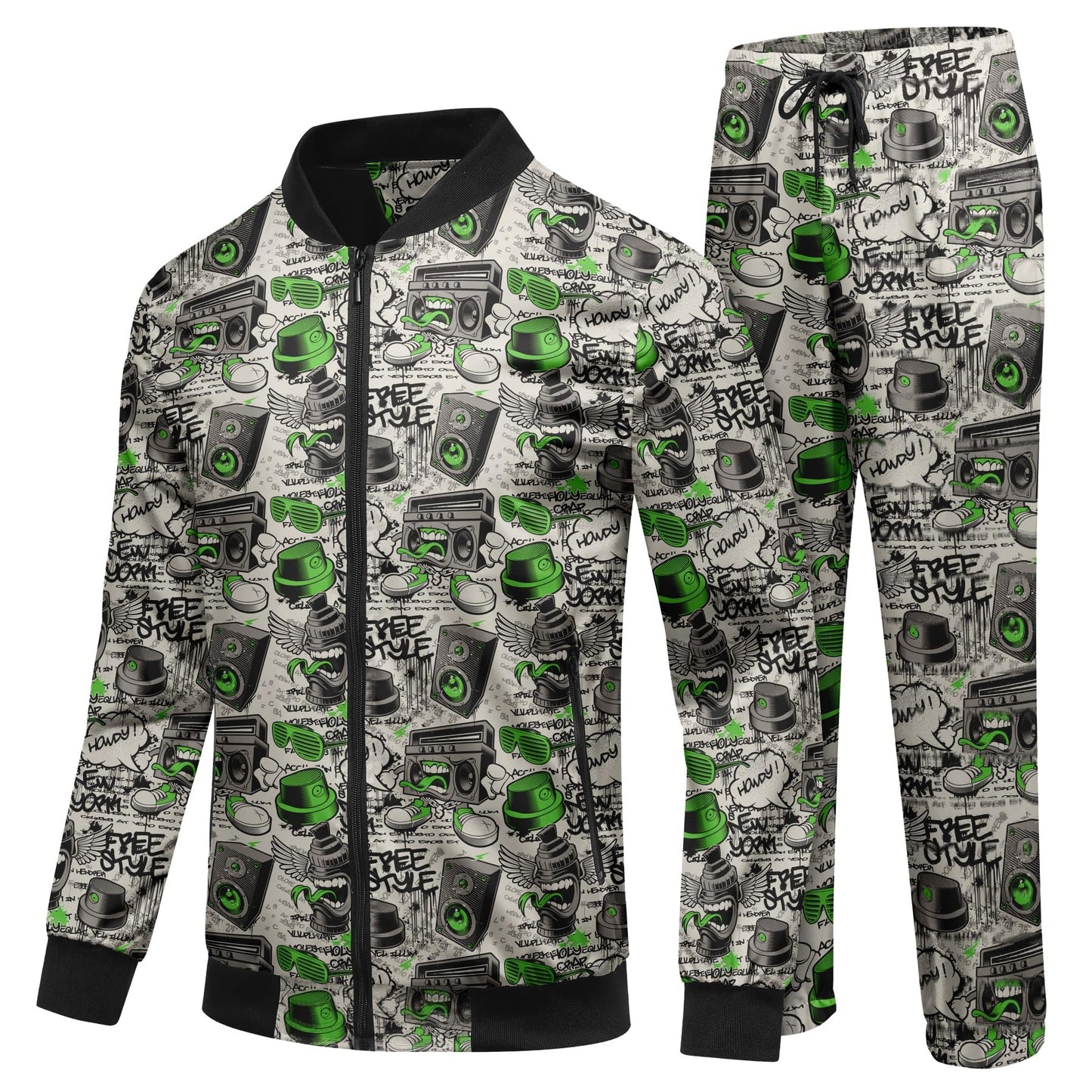 BYBNOLL Men's Tracksuit 2 Pieces Waterproof Set Casual Full Zip Colorful Printed Sport Sweatsuit Sets with Pockets